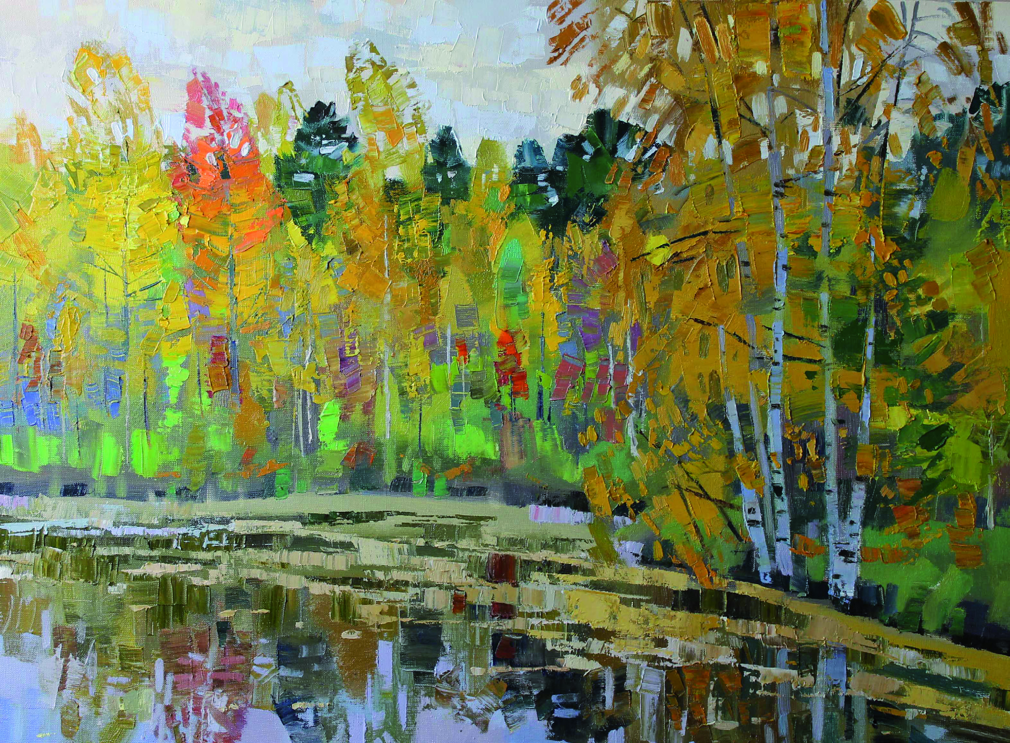 Лист упал на воду